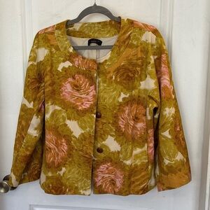 Large Talbots Pink and Gold Floral Blazer